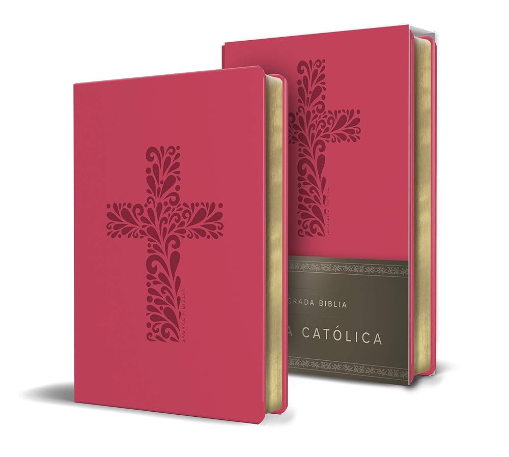 Biblia Católica en español. Símil piel fucsia, tamaño compacto / Catholic Bible. Spanish-Language, Leathersoft, Fucsia, Compact